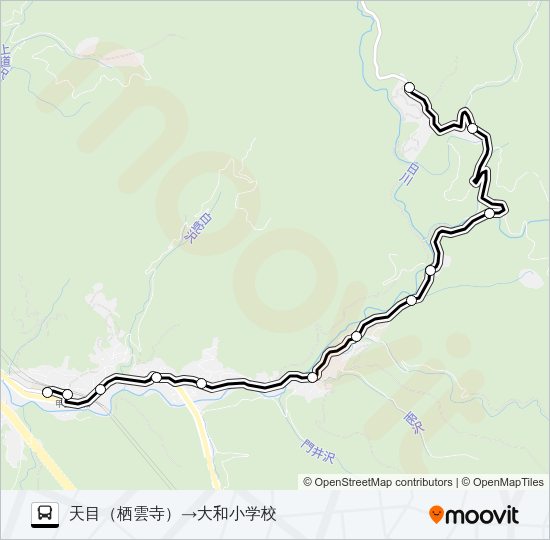 甲州市縦断線１便 バスの路線図