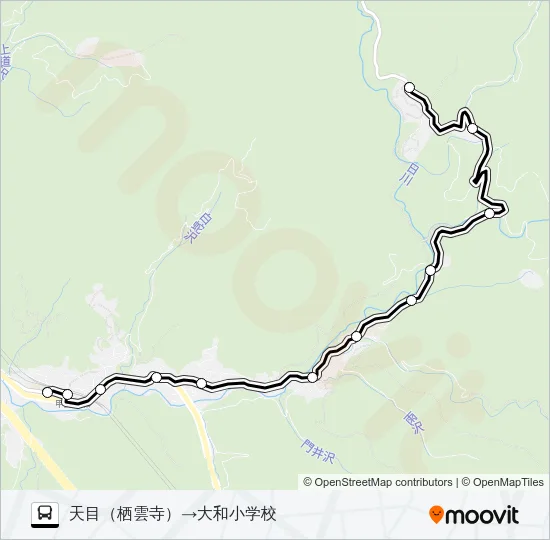 甲州市縦断線１便 バスの路線図