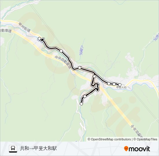 甲州市縦断線２便 バスの路線図