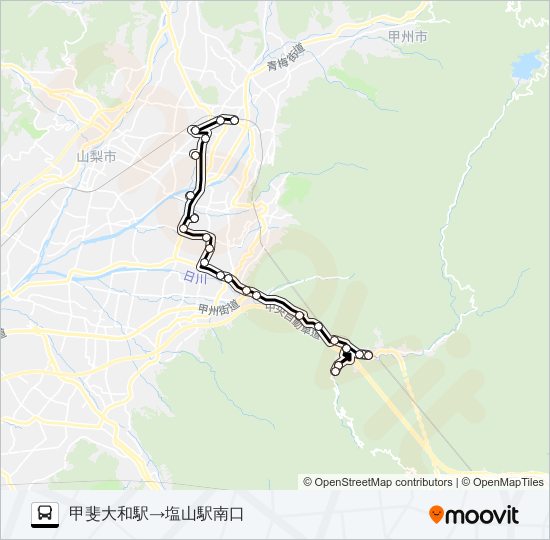 甲州市縦断線便ルート スケジュール 停車地 地図 甲斐大和駅 塩山駅南口 アップデート済み