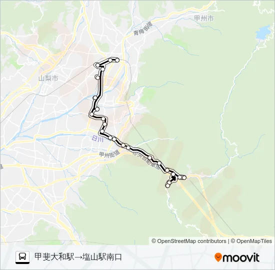 甲州市縦断線３便 Bus Line Map