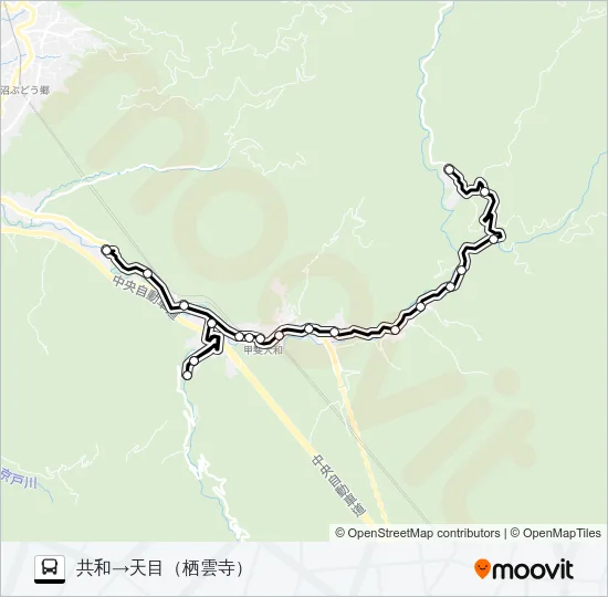 甲州市縦断線１０便 Bus Line Map