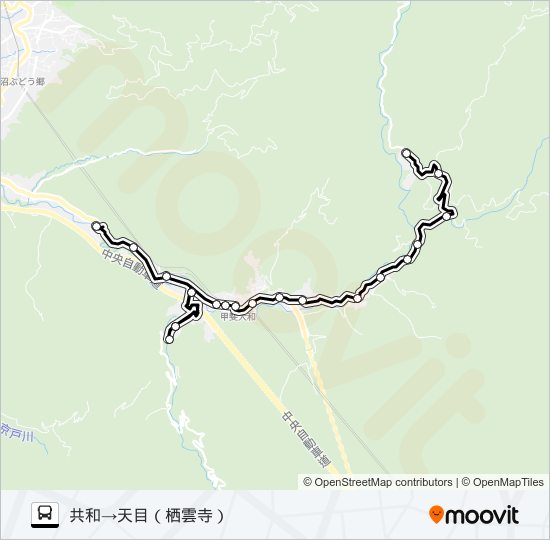 甲州市縦断線１０便 bus Line Map