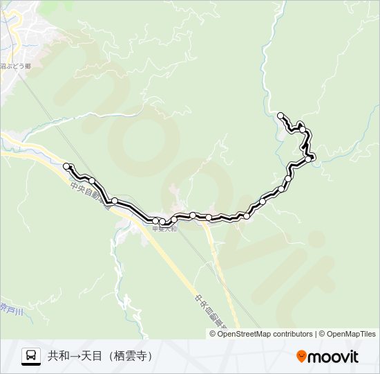 甲州市縦断線便ルート スケジュール 停車地 地図 共和 天目 栖雲寺 アップデート済み