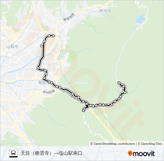 甲州市縦断線１３便 バスの路線図