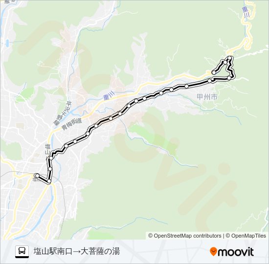 塩山駅発二本木・大菩薩の湯 Bus Line Map