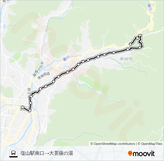 塩山駅発二本木・大菩薩の湯 Bus Line Map