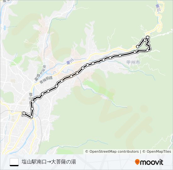 塩山駅発二本木・大菩薩の湯 bus Line Map