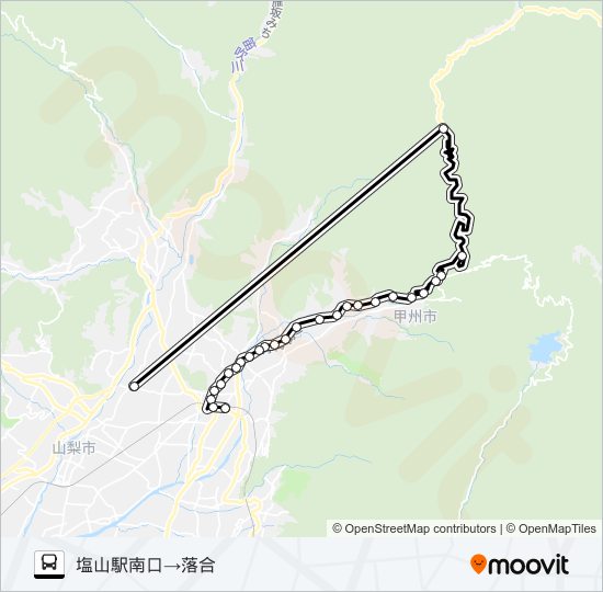 塩山駅発大菩薩の湯・落合行き bus Line Map
