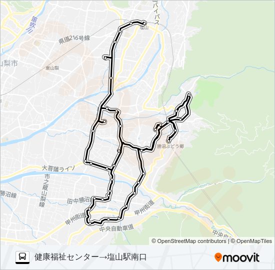 ぶどうコース１（平日）１便 バスの路線図