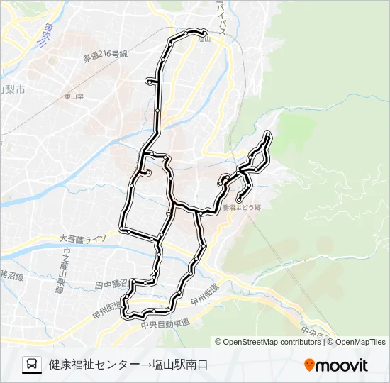 ぶどうコース１（平日）１便 Bus Line Map