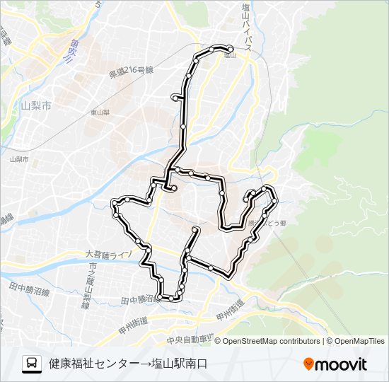 ワインコース１（平日）１便 Bus Line Map
