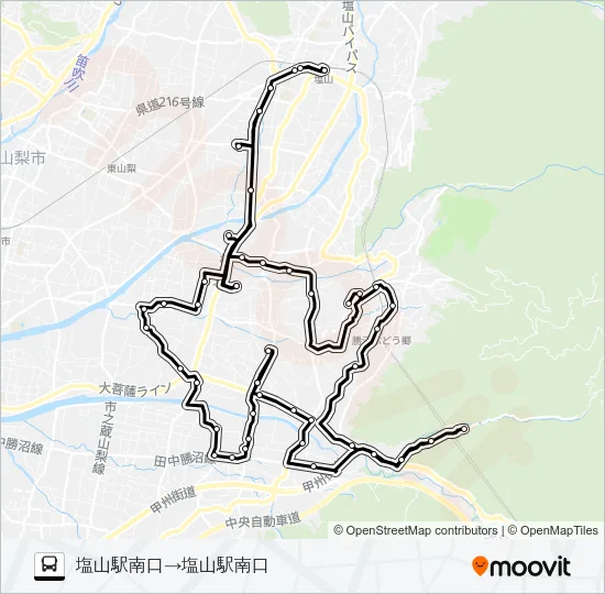 ワインコース２（平日）２便 Bus Line Map