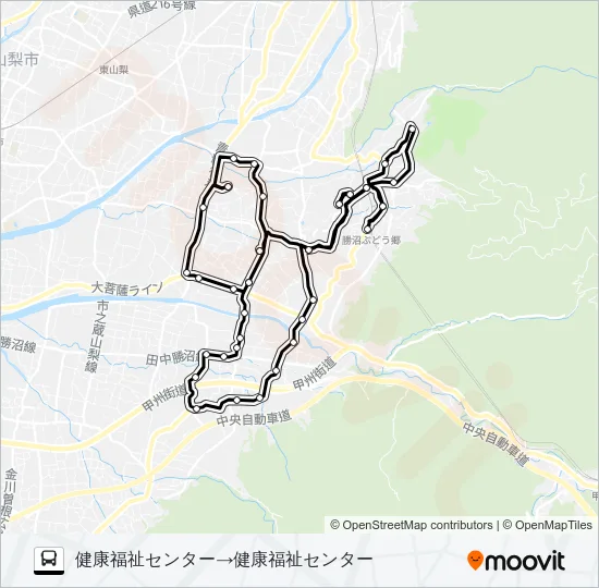 ぶどうコース１（土・日・祝日）１・３・５便 バスの路線図
