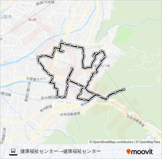 ワインコース１（土・日・祝日）１・３・５便 バスの路線図
