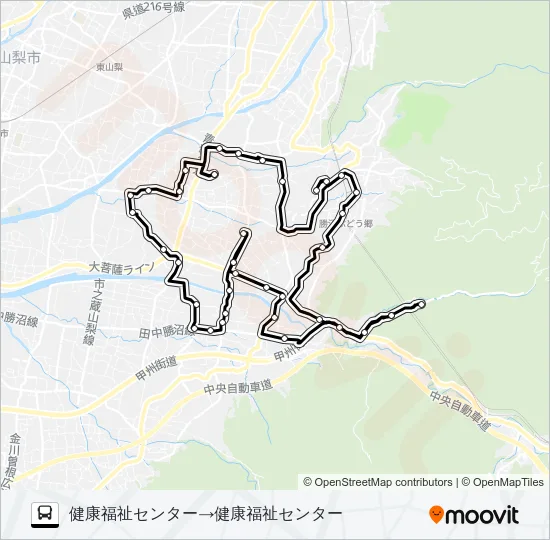 ワインコース１（土・日・祝日）１・３・５便 バスの路線図