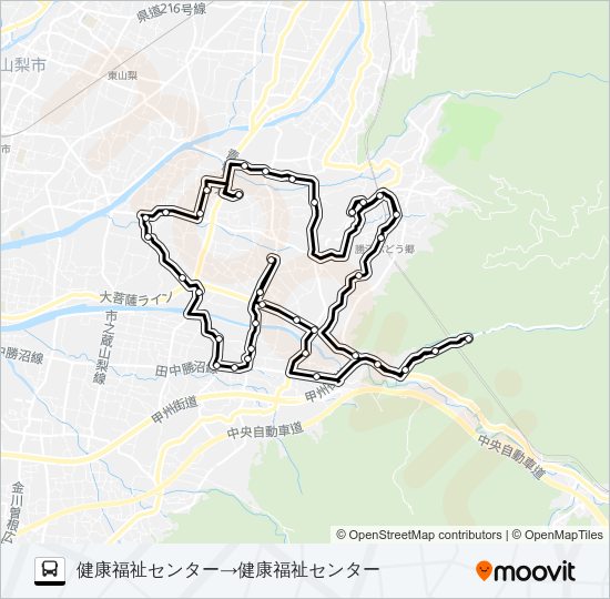 ワインコース２（土・日・祝日）２・４・６便 バスの路線図