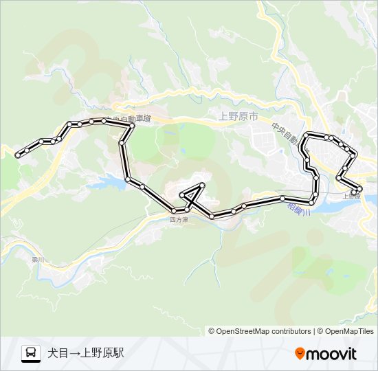 犬目発  上野原駅方面行き Bus Line Map