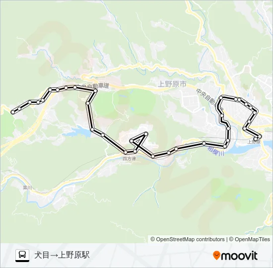 犬目発  上野原駅方面行き Bus Line Map
