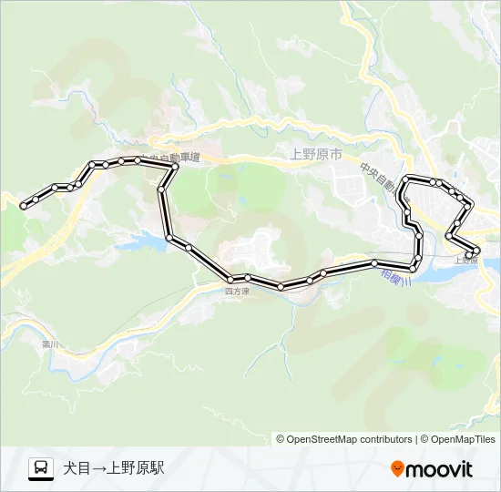 犬目発  上野原駅方面行き Bus Line Map