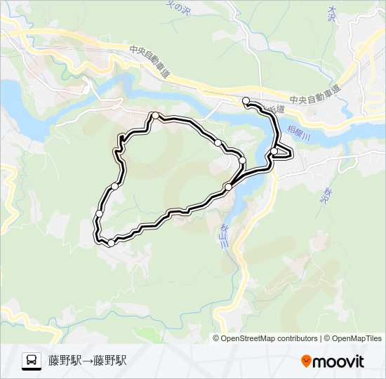 藤野駅発  藤野駅方面行き Bus Line Map