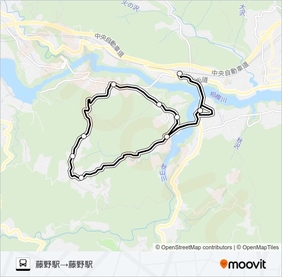 藤野駅発  藤野駅方面行き bus Line Map