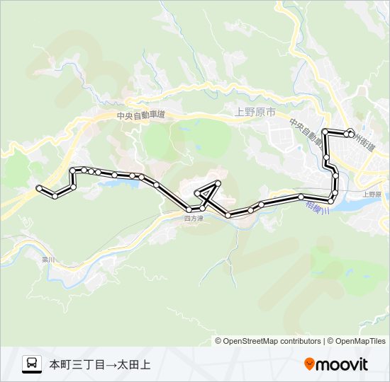 本町三丁目発  太田上方面行き bus Line Map
