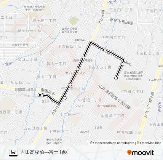 吉田高校前発  富士山駅方面行き Bus Line Map