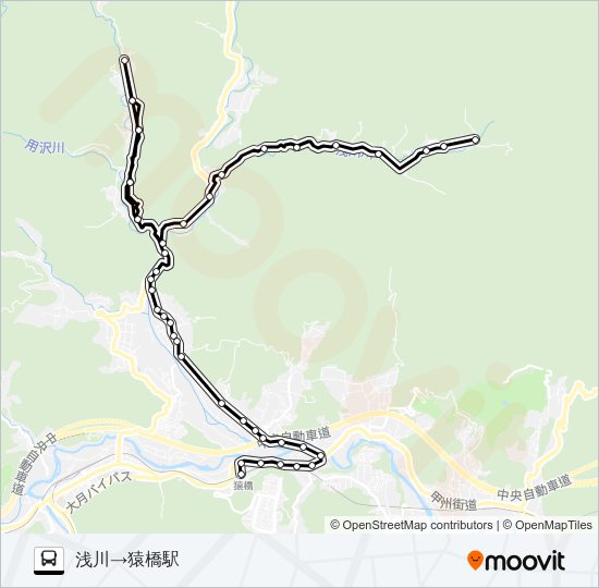 浅川発  猿橋駅方面行き Bus Line Map