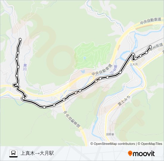 上真木発  大月駅方面行き Bus Line Map