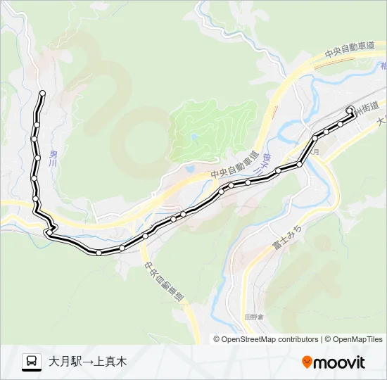 大月駅発  上真木方面行き Bus Line Map