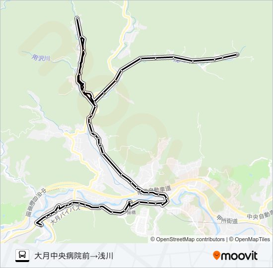 中央病院前発  浅川方面行き bus Line Map