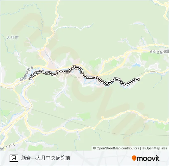 新倉発  中央病院前方面行き Bus Line Map