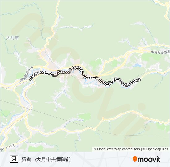 新倉発  中央病院前方面行き bus Line Map