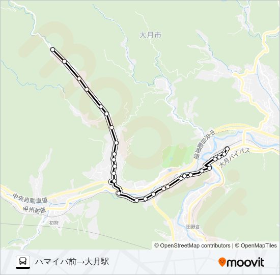ハマイバ前発  大月駅方面行き Bus Line Map