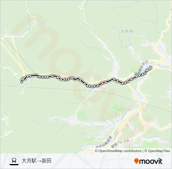 大月駅発  新田（大月）方面行き Bus Line Map