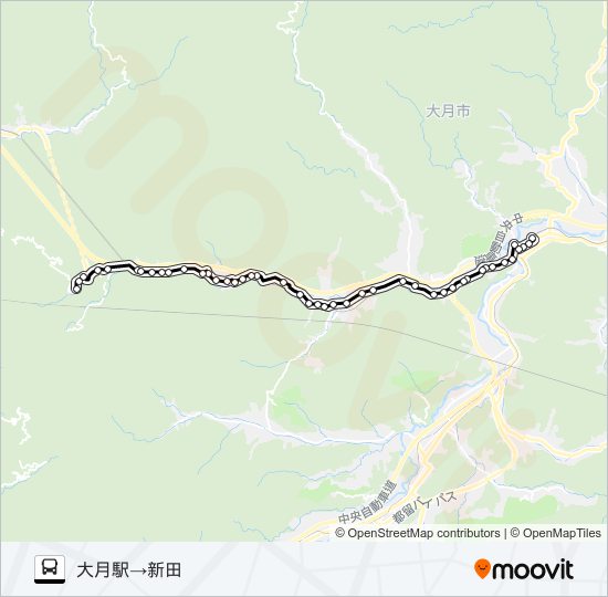 大月駅発  新田（大月）方面行き bus Line Map