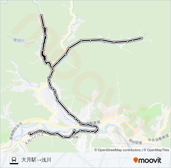 大月駅発  浅川方面行き バスの路線図