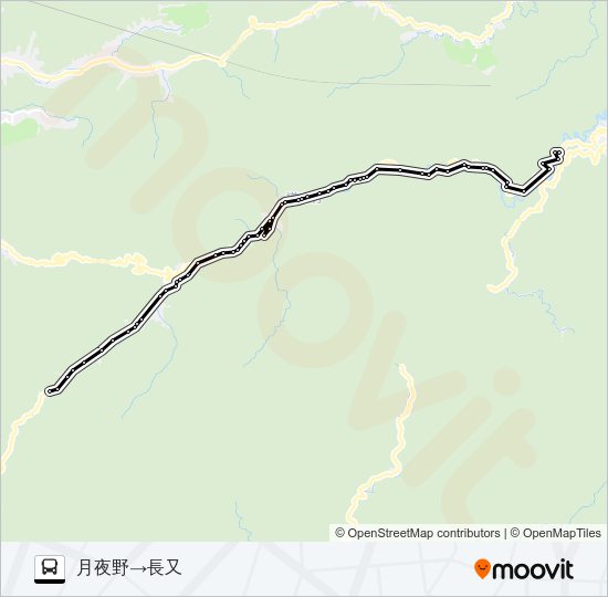 月夜野発  長又方面行き バスの路線図