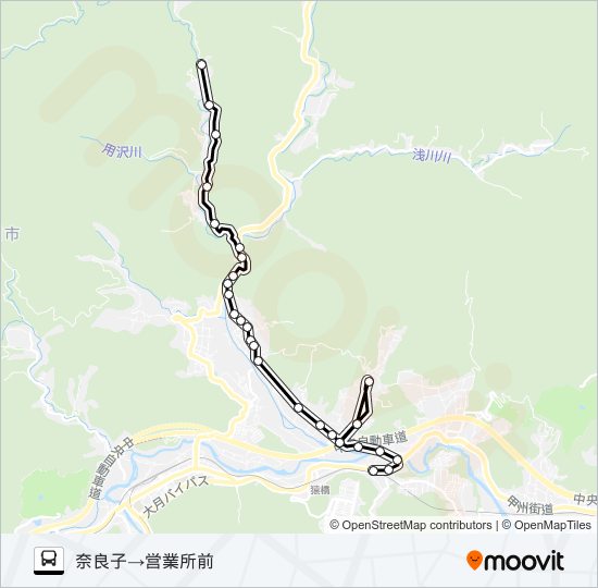 奈良子発  営業所前方面行き bus Line Map