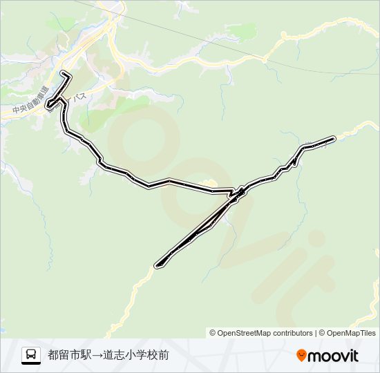 都留市駅発  道志小学校前方面行き Bus Line Map