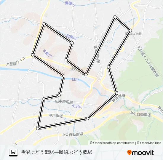 勝沼ぶどう郷駅発　右回り Bus Line Map
