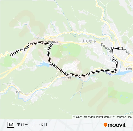 本町三丁目発  犬目方面行き Bus Line Map