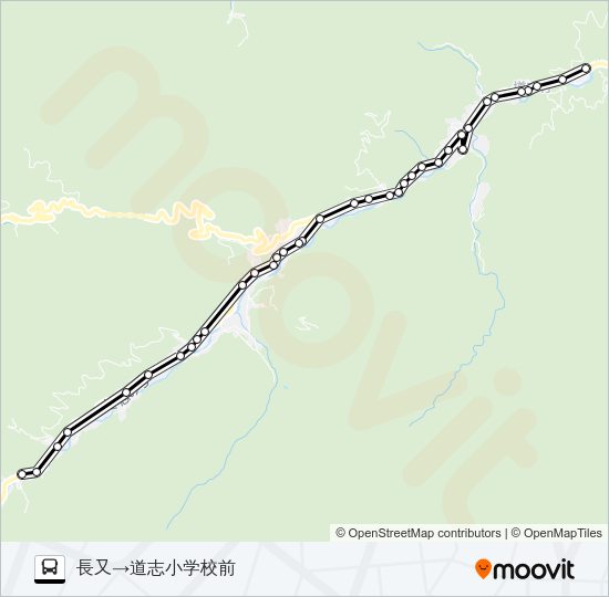 長又発  道志小学校前方面行き Bus Line Map
