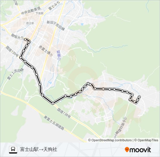 富士山駅発　天狗社方面行き Bus Line Map