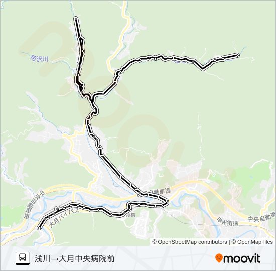 浅川発  中央病院前方面行き bus Line Map