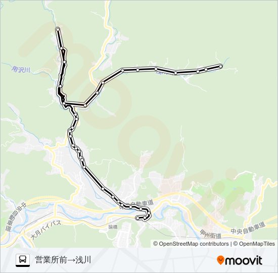 営業所前発  浅川方面行き バスの路線図