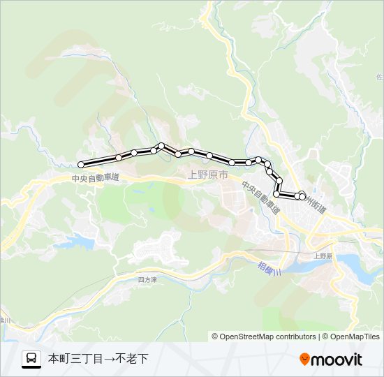 本町三丁目発  不老下方面行き バスの路線図
