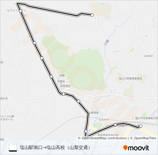 塩山駅発塩山高校行き bus Line Map