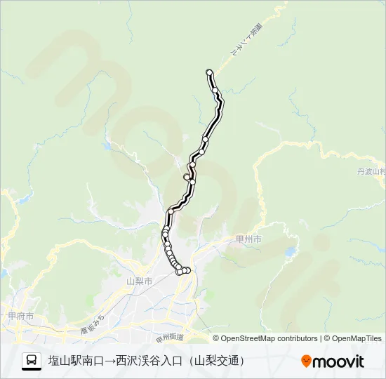 塩山駅発西沢渓谷行き Bus Line Map